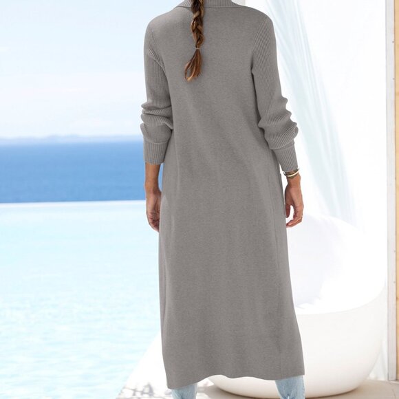 Gray Duster Long Knit Cardigan by Lascana for Venus Size 8/10 - Picture 2 of 8